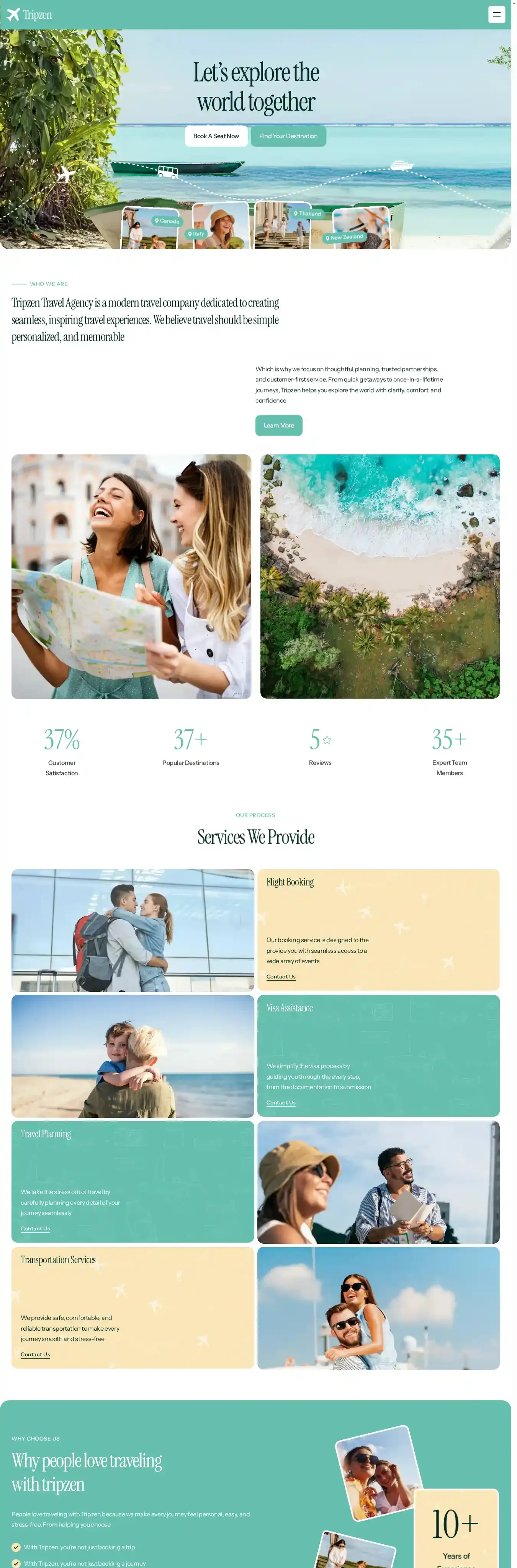 Tripzen home page on desktop