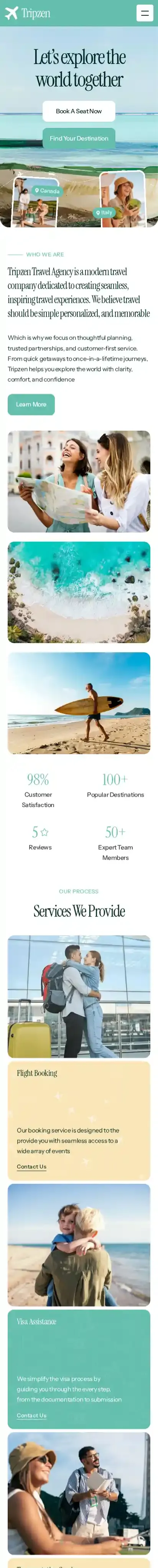 Tripzen home page on mobile