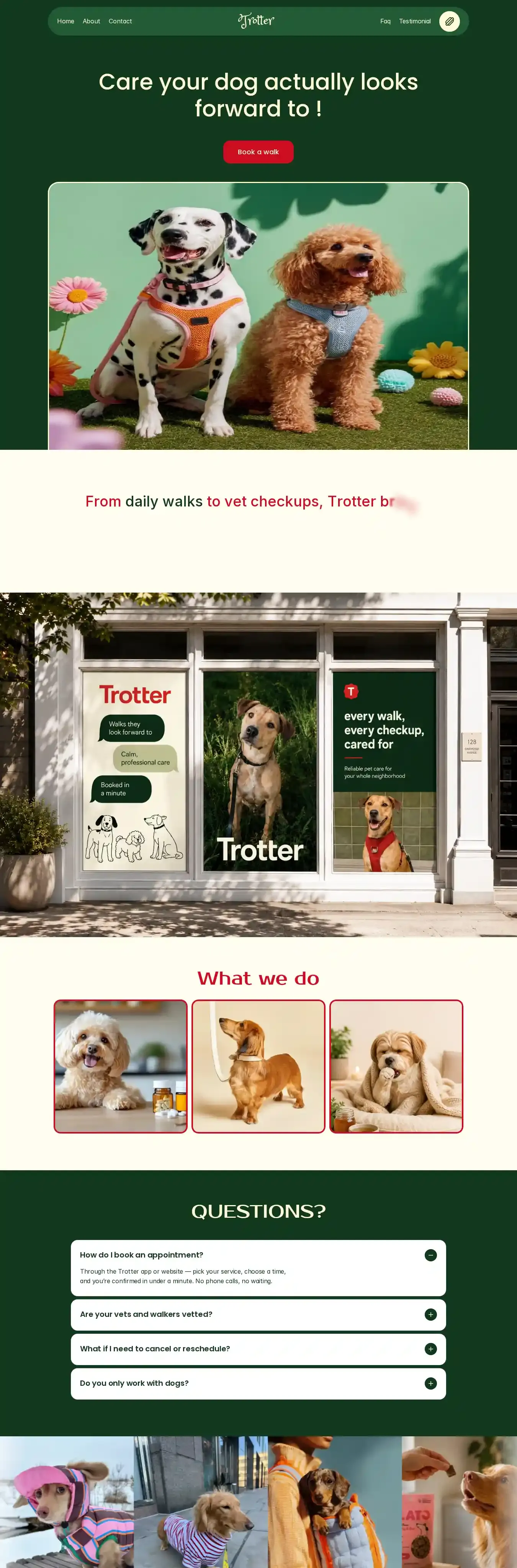 Trotter home page on desktop
