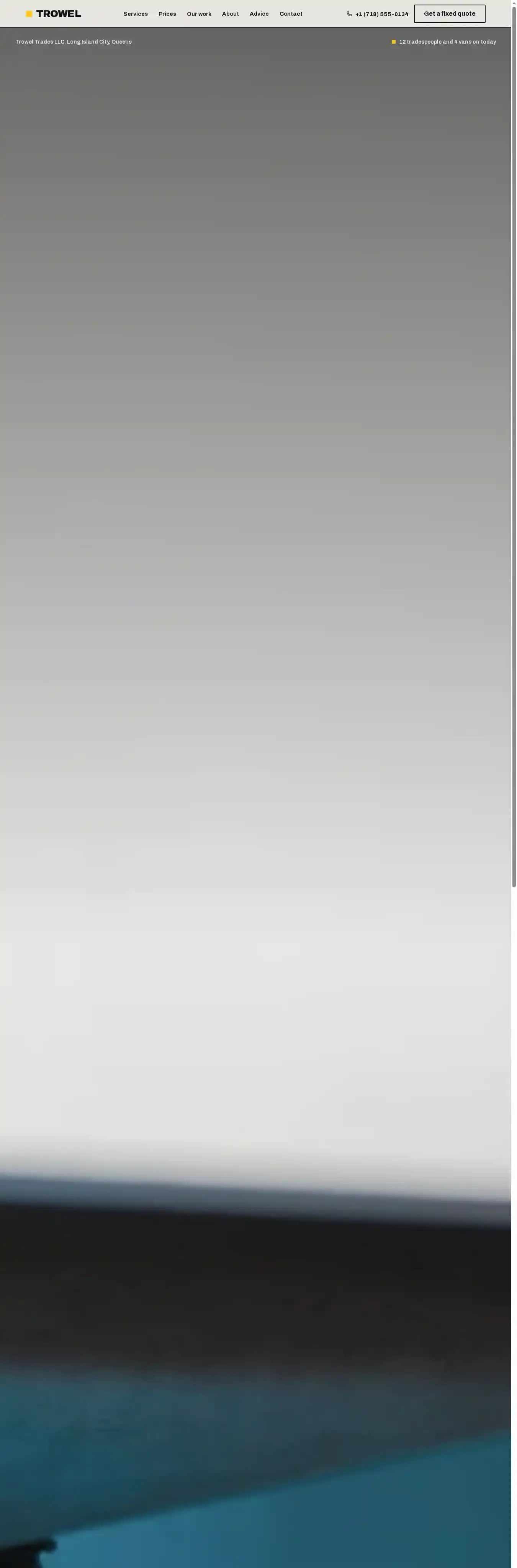 Trowel home page on desktop