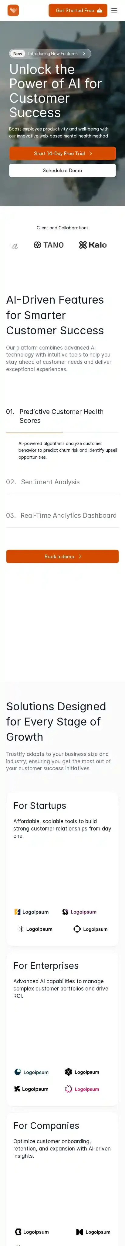 Trustify home page on mobile