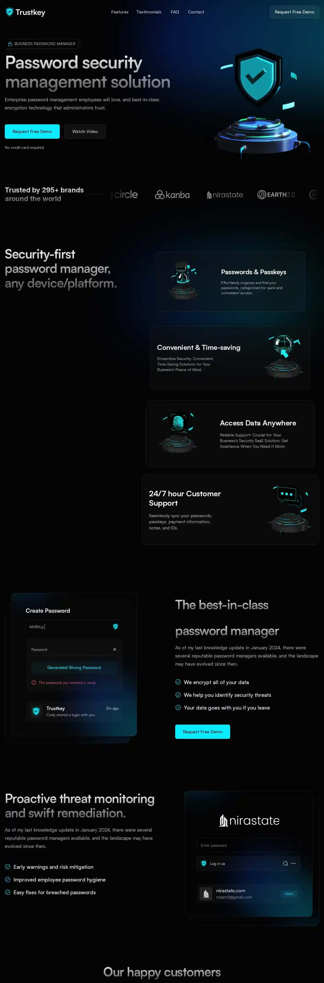 TrustKey home page on desktop