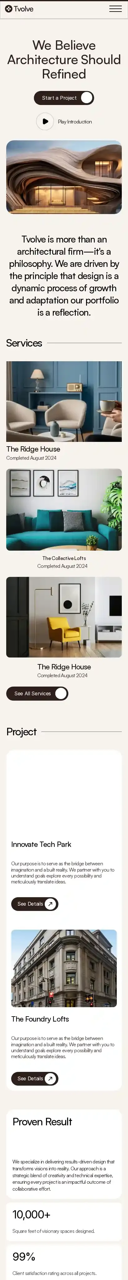 Tvolve home page on mobile