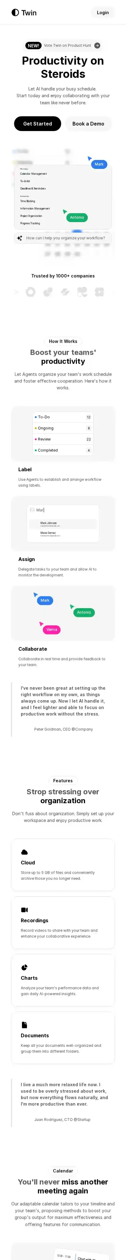 Twin home page on mobile