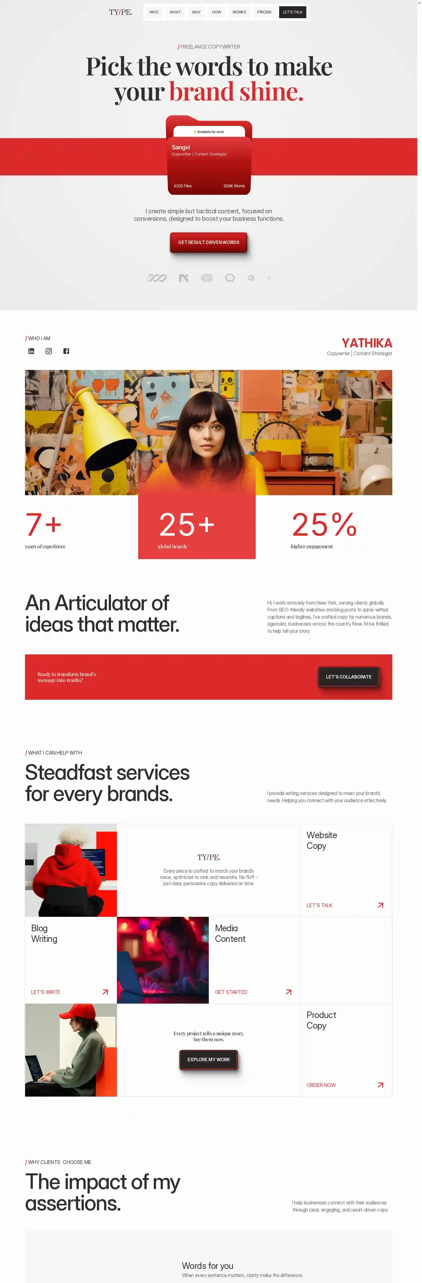 Type. home page on desktop