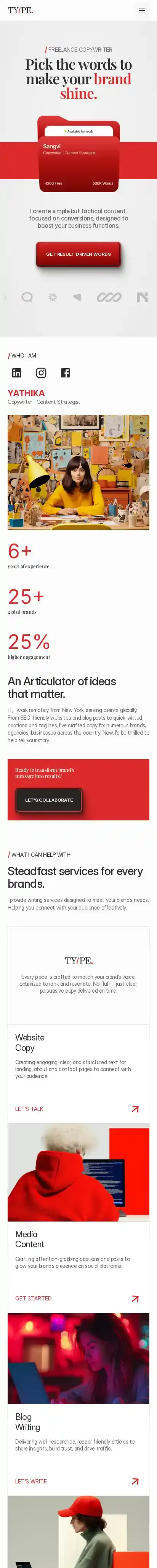 Type. home page on mobile