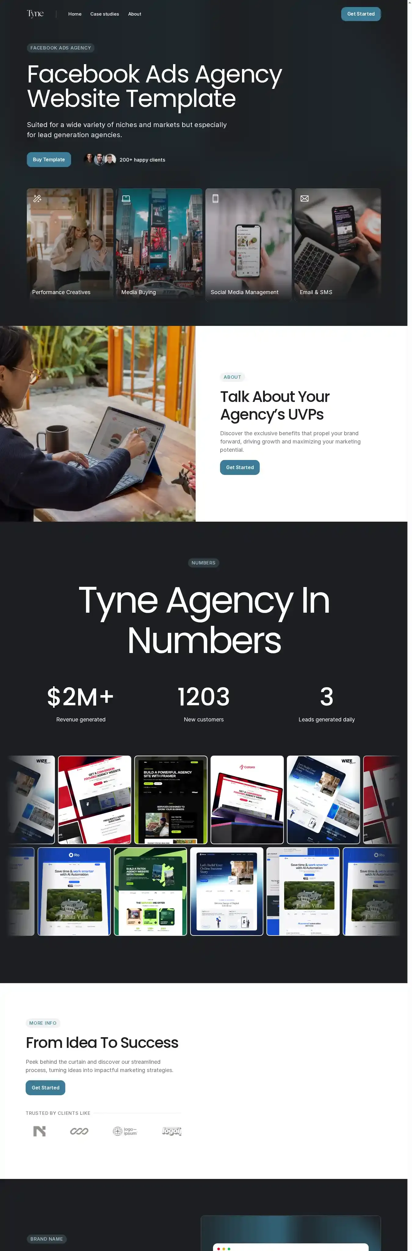 Tyne home page on desktop