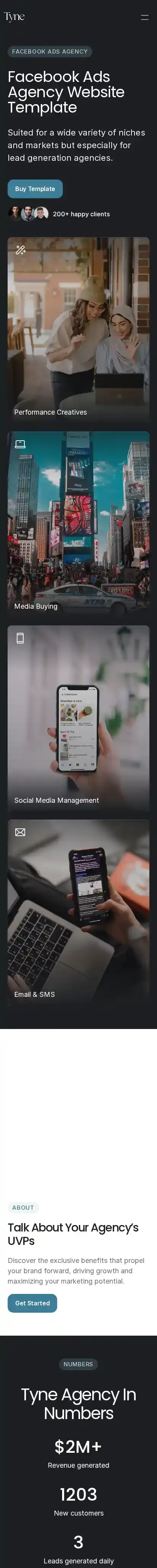Tyne home page on mobile