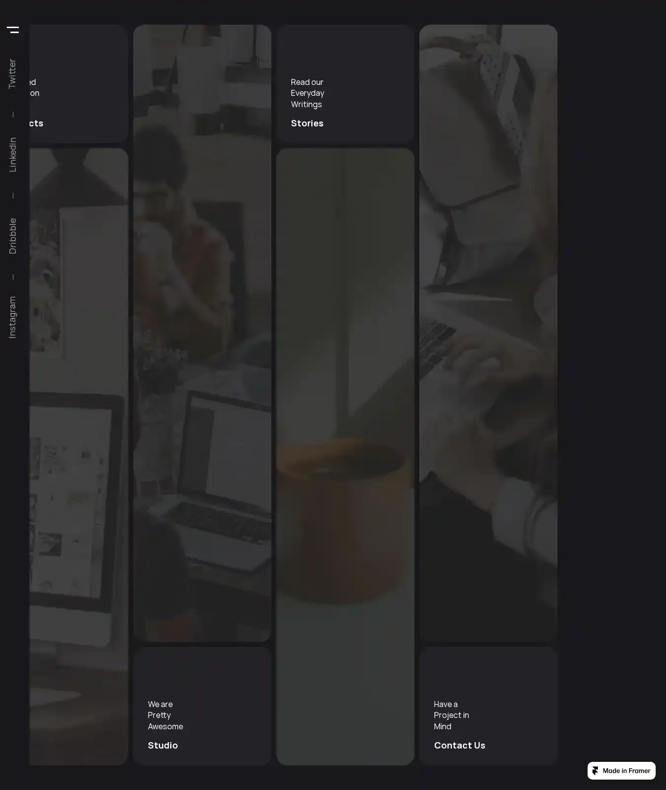 Uconi home page on desktop