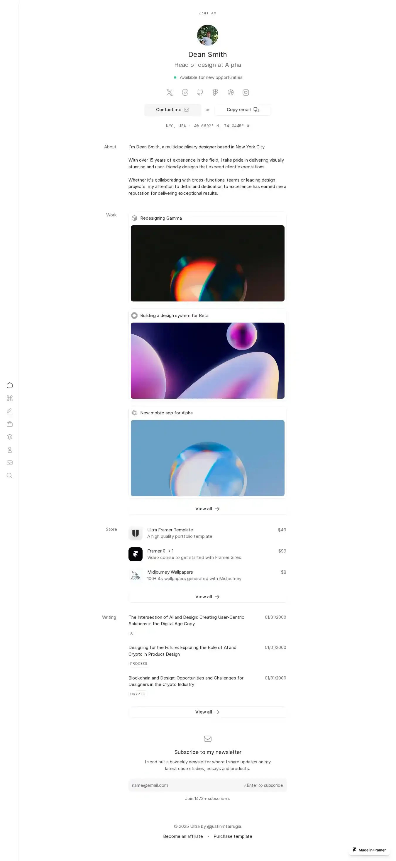 Ultra home page on desktop