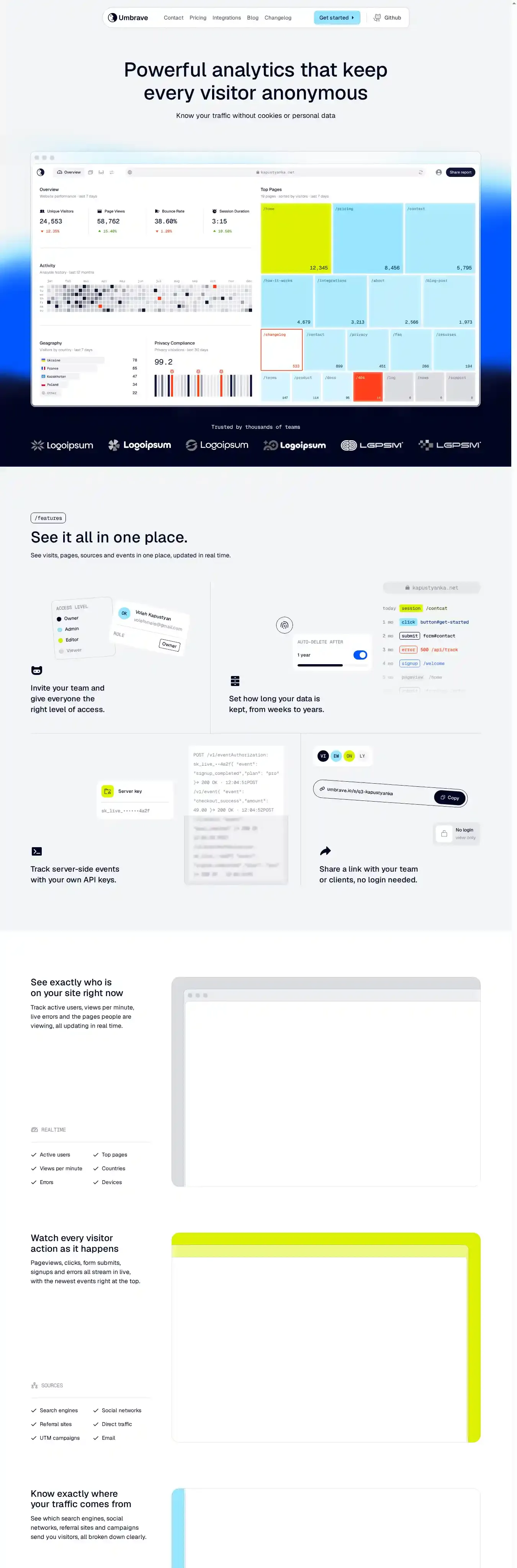 Umbrave home page on desktop