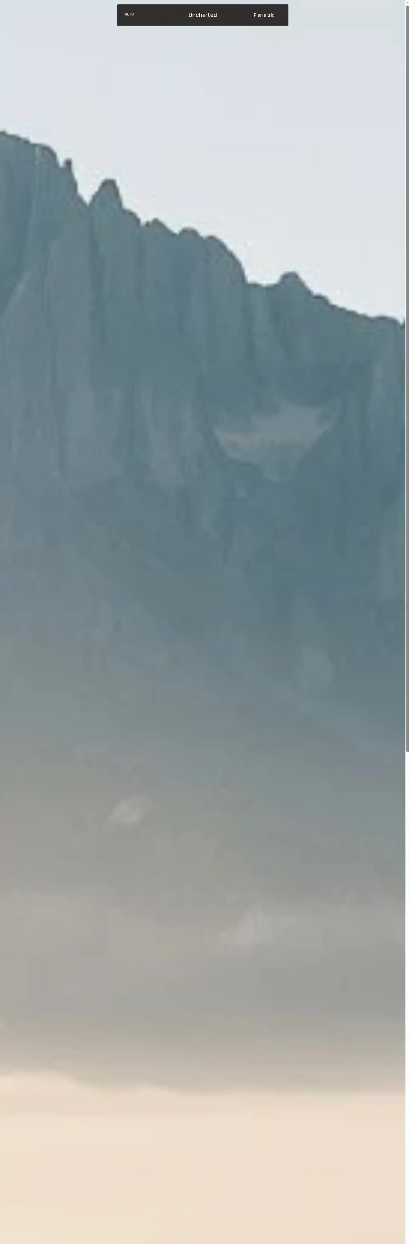 Uncharted home page on desktop