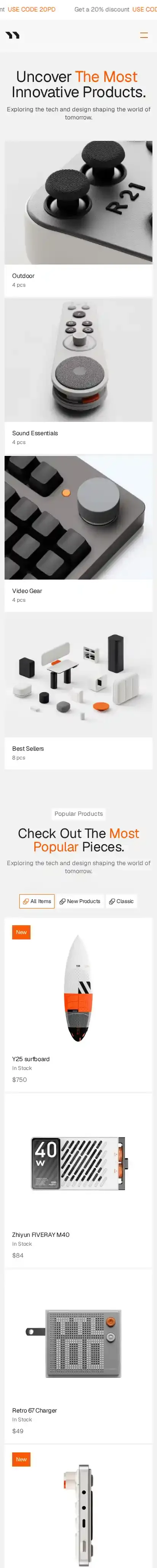 Uncover home page on mobile