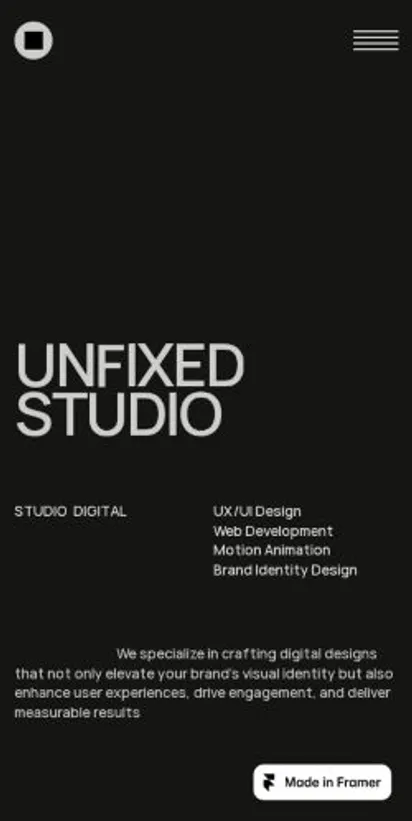 UNFIXED home page on mobile