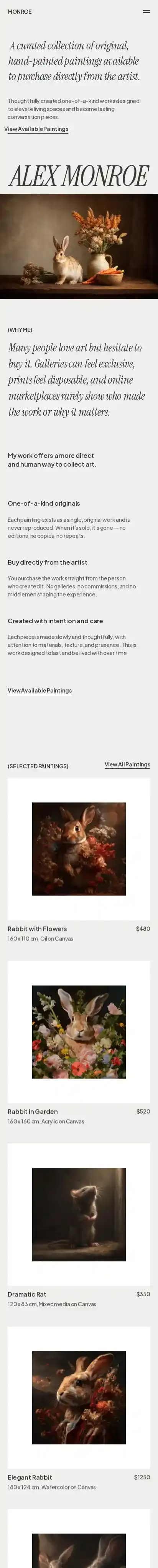 Unframed® home page on mobile