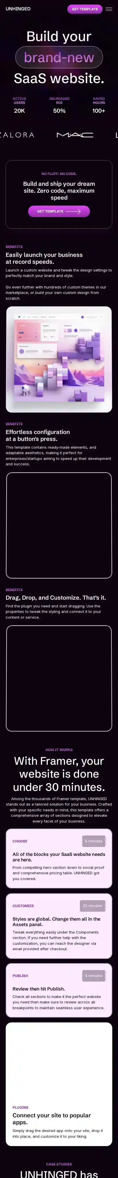 UNHINGED home page on mobile
