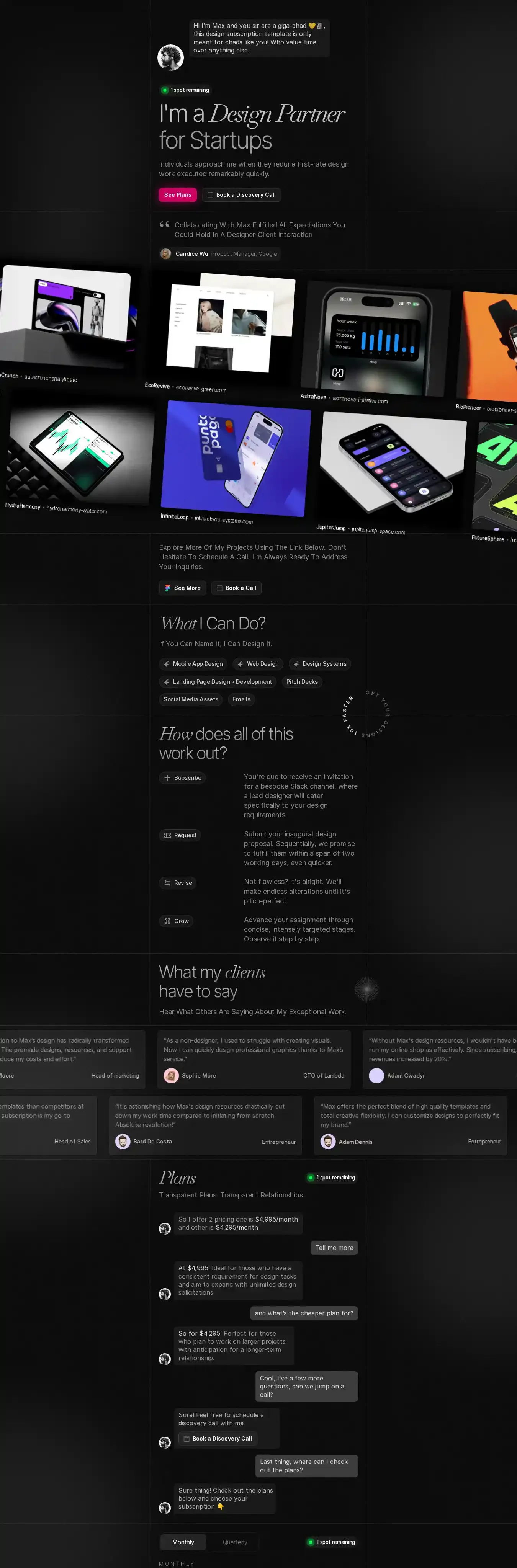 Unlimited home page on desktop