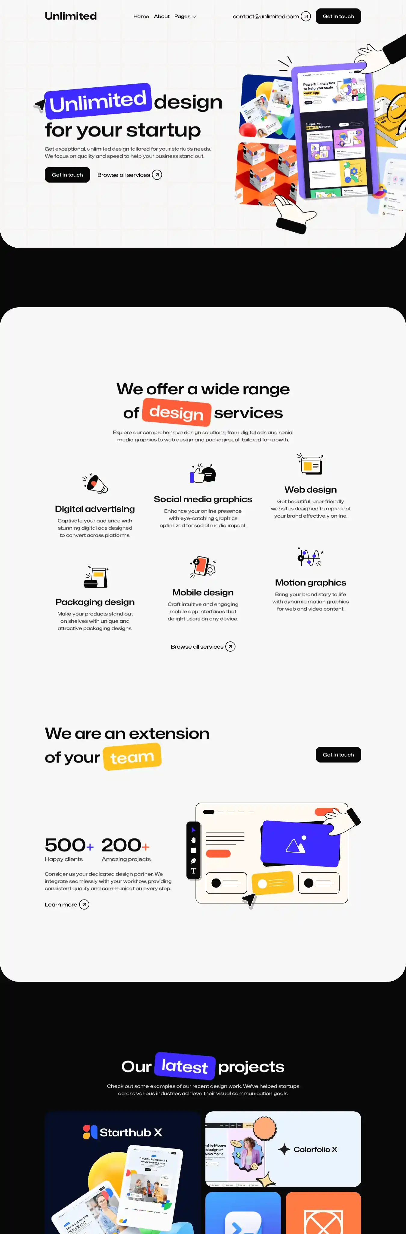 Unlimited home page on desktop