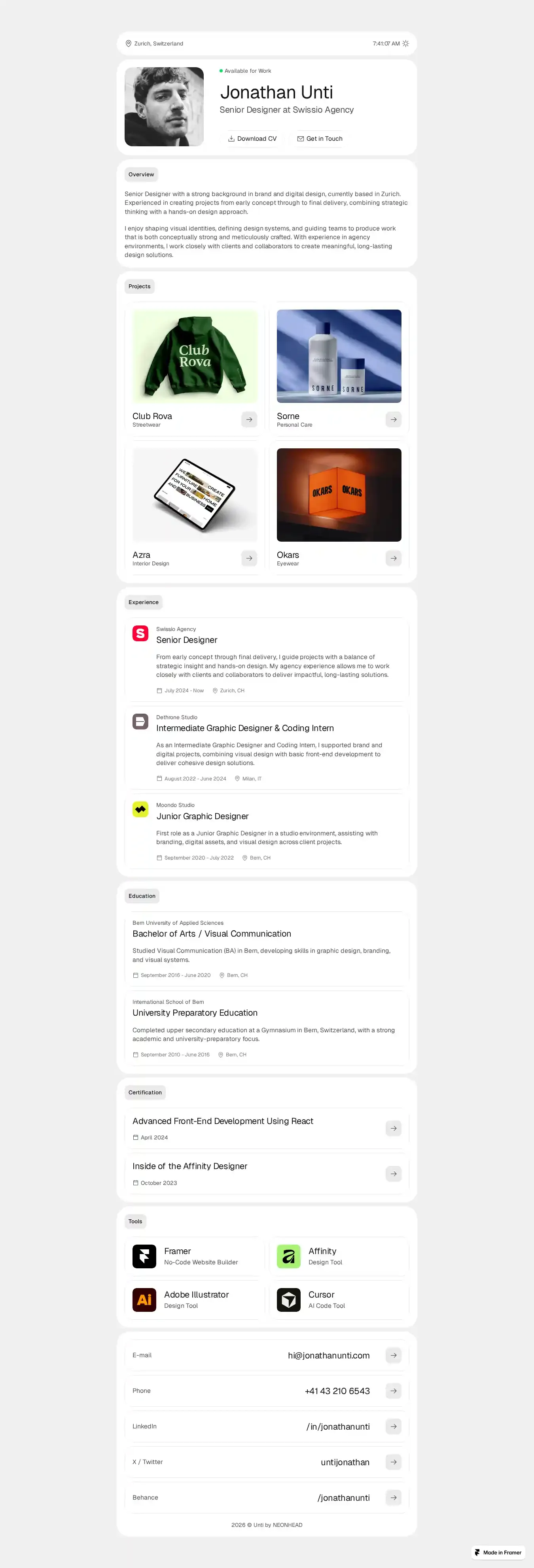 Unti home page on desktop