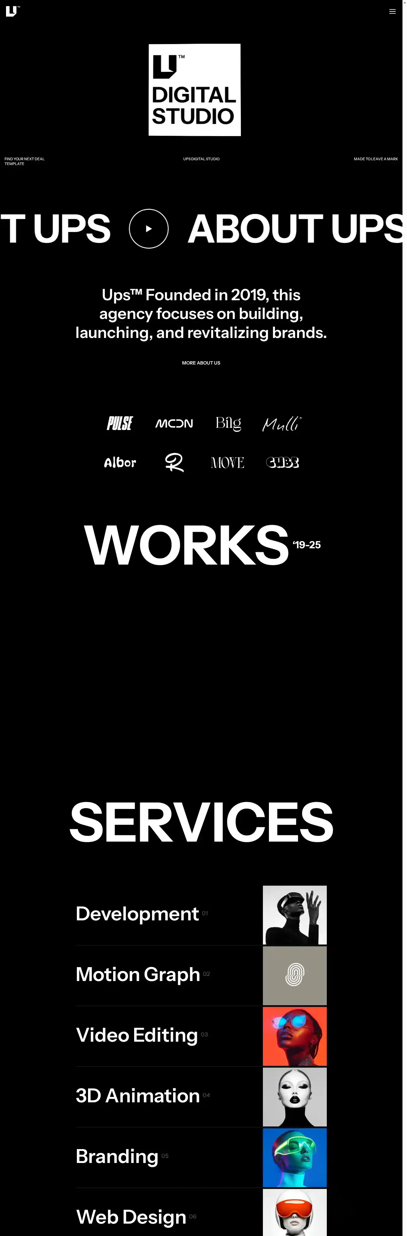Ups X home page on desktop