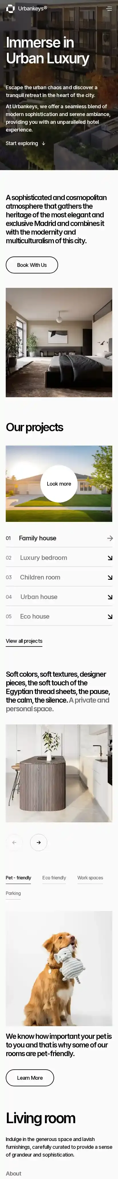 Urban Luxury home page on mobile