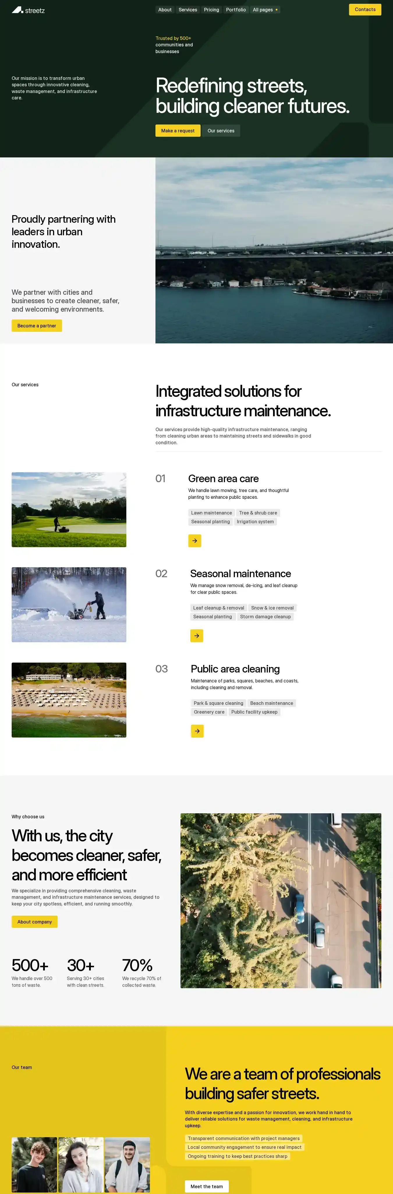 Urban Street home page on desktop