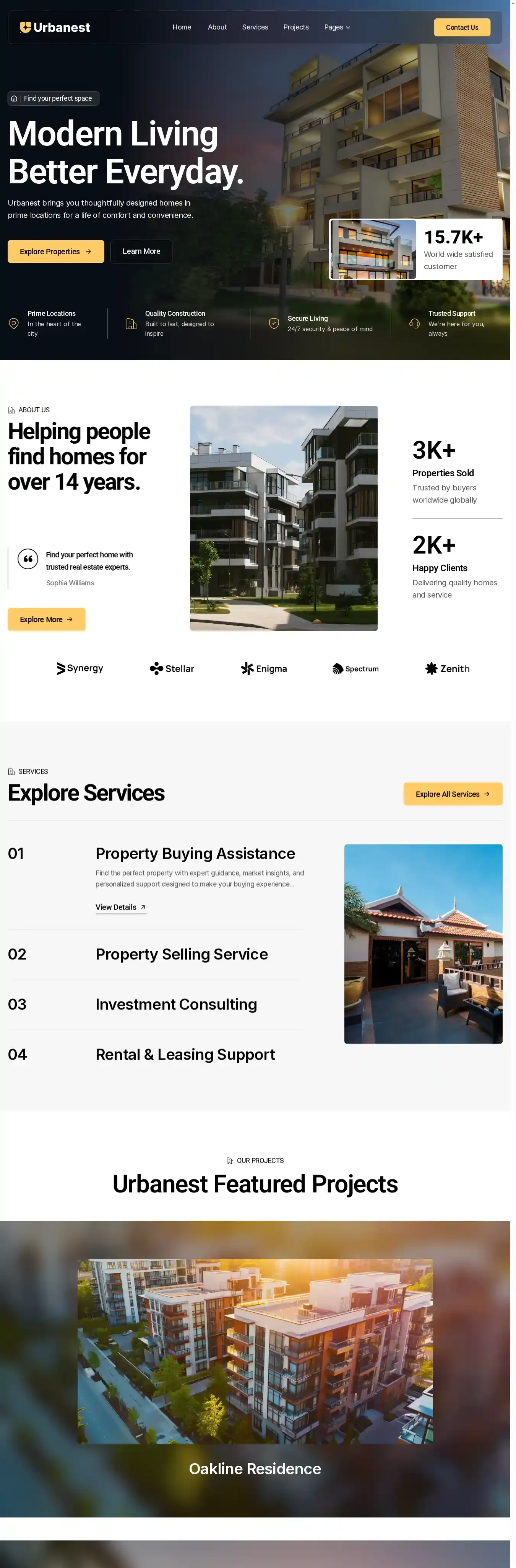 Urbanest home page on desktop