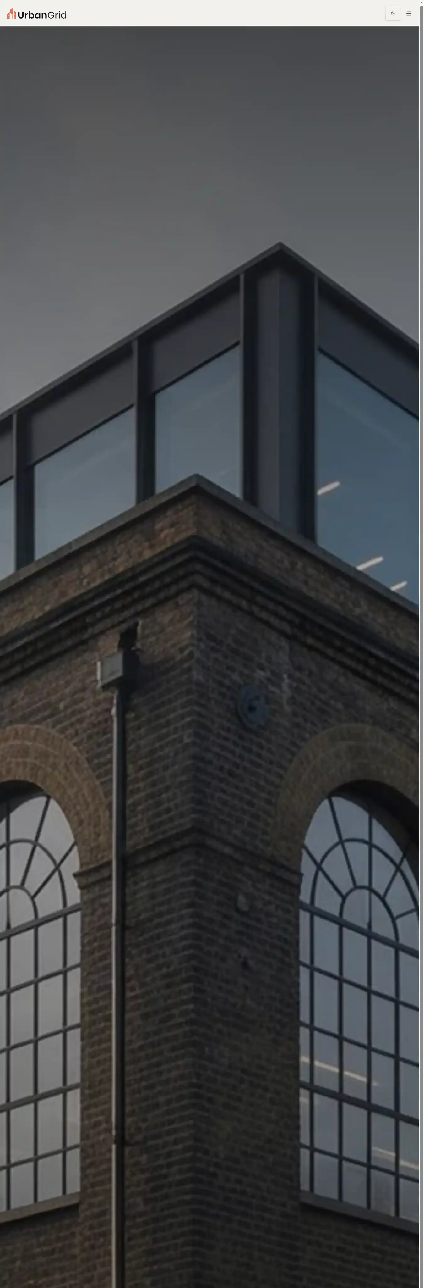 UrbanGrid home page on desktop