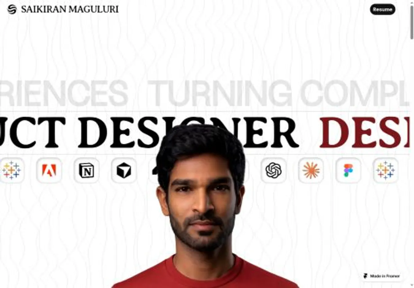 UX motion Designer home page on desktop