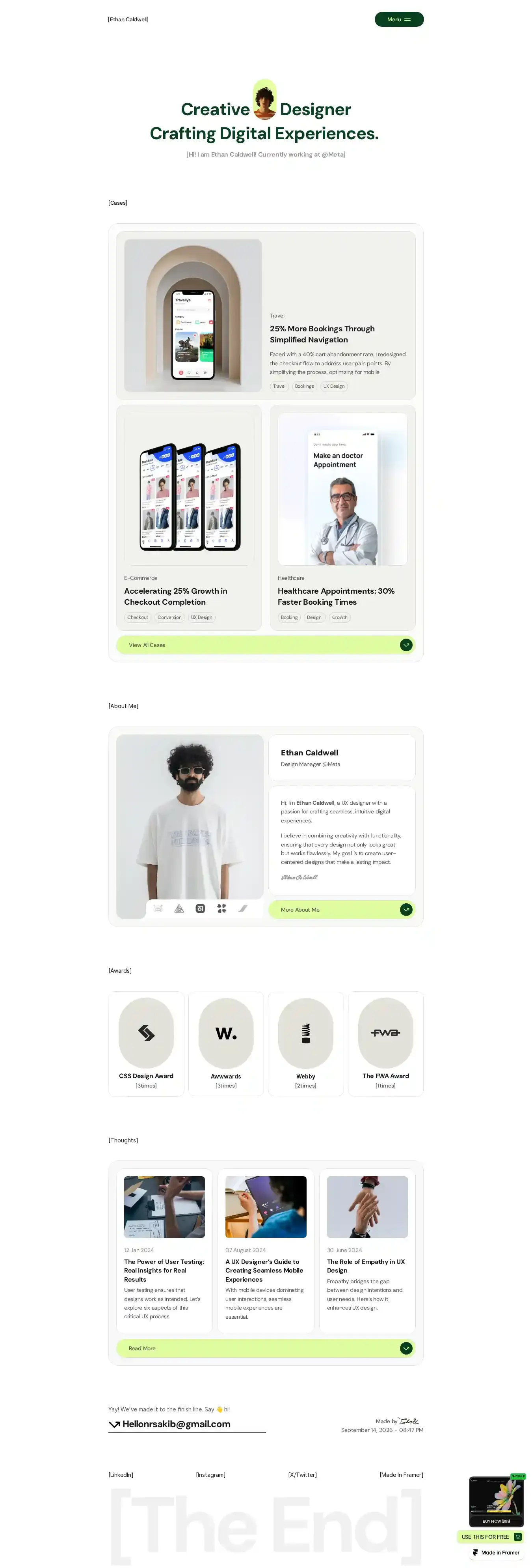 Uxfolio home page on desktop