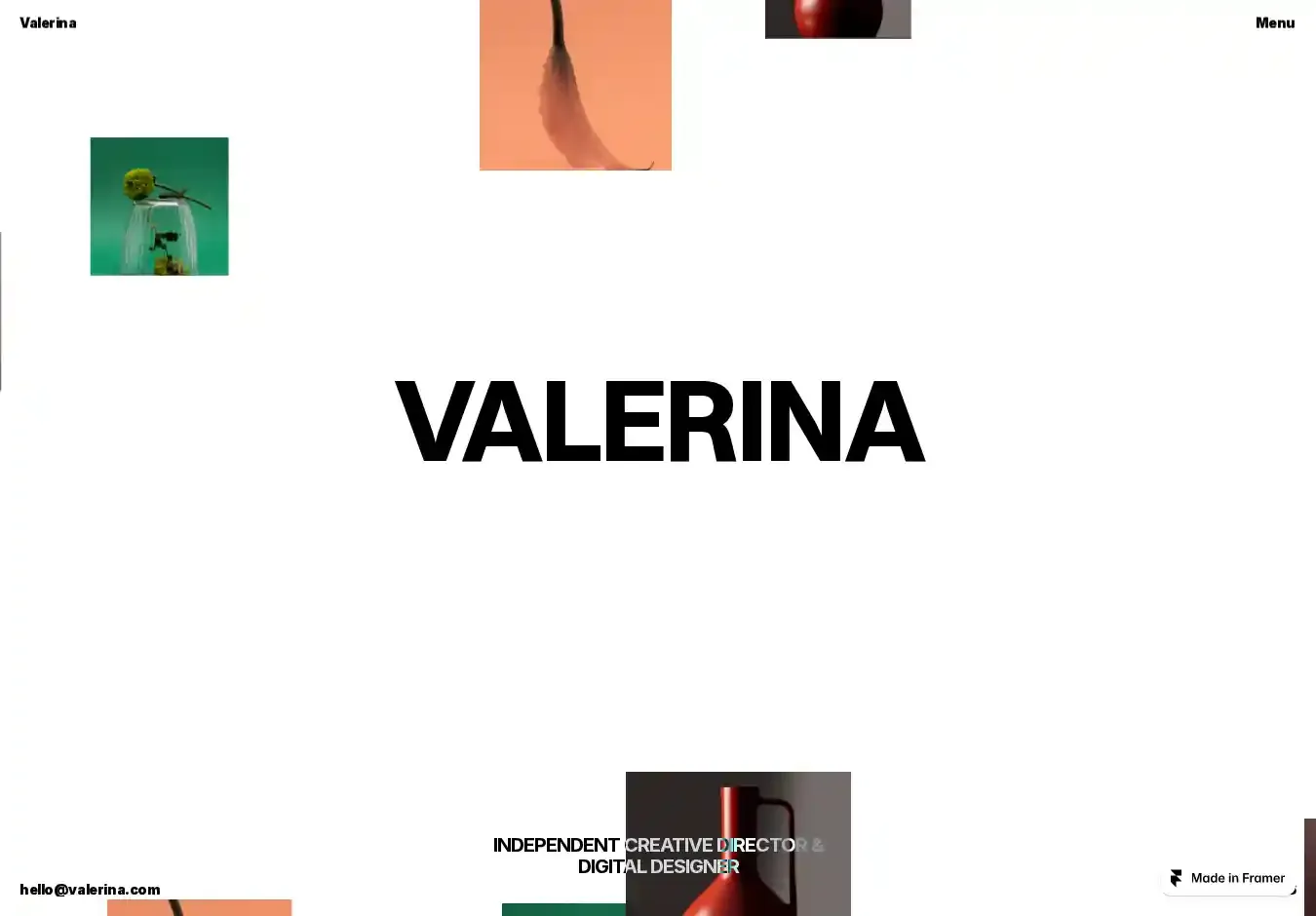 Valerina home page on desktop