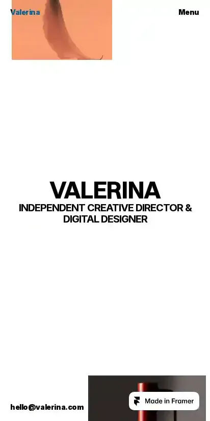 Valerina home page on mobile