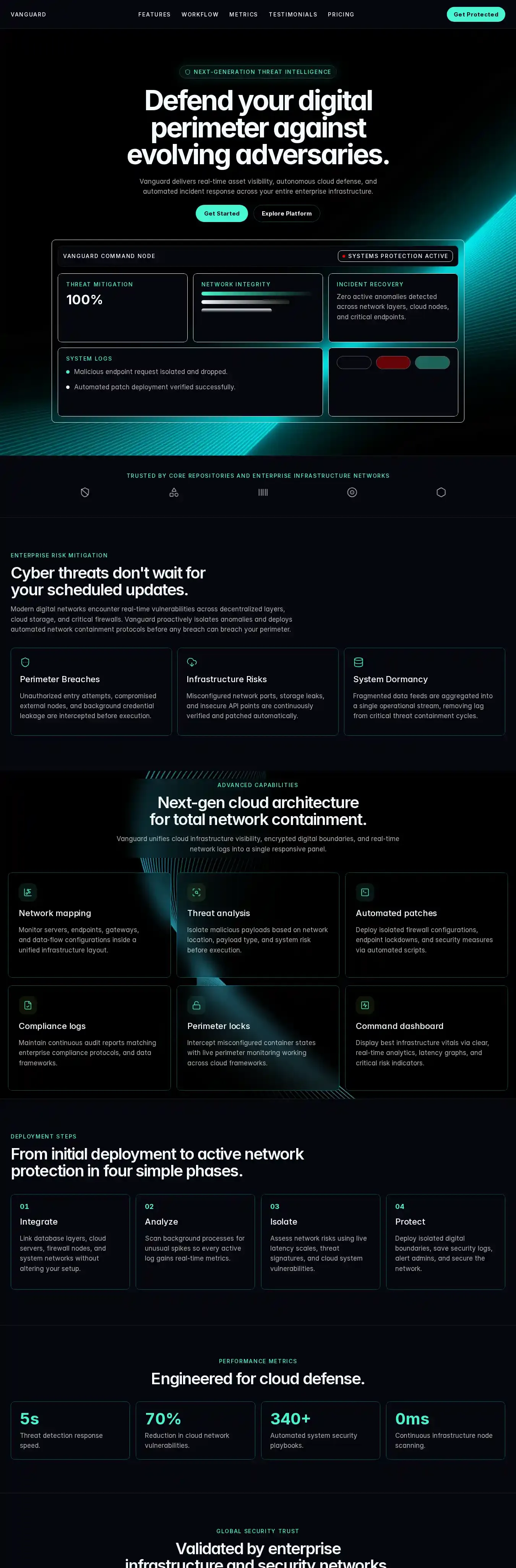 Vanguard Cyber home page on desktop