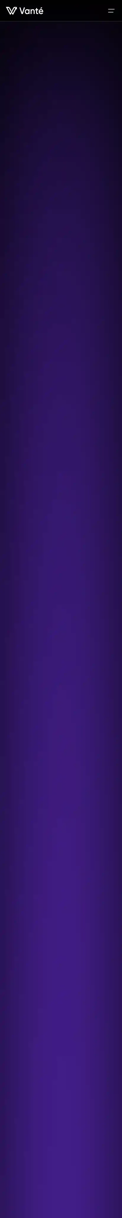 Vante home page on mobile