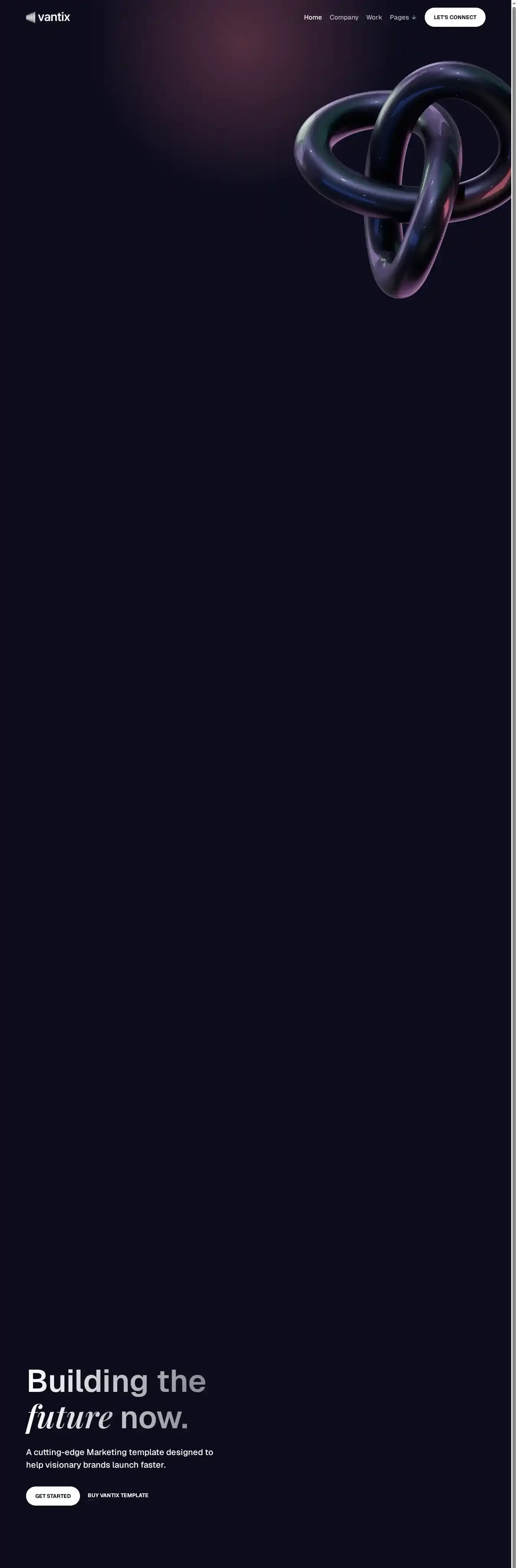 Vantix X home page on desktop