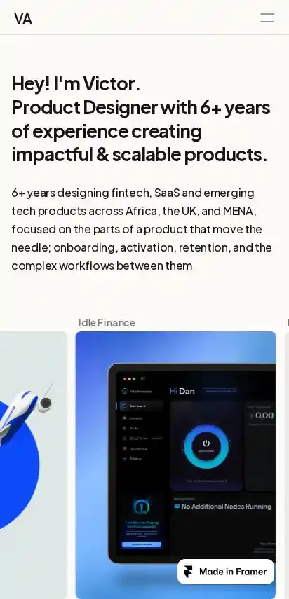 Variable 26 home page on mobile