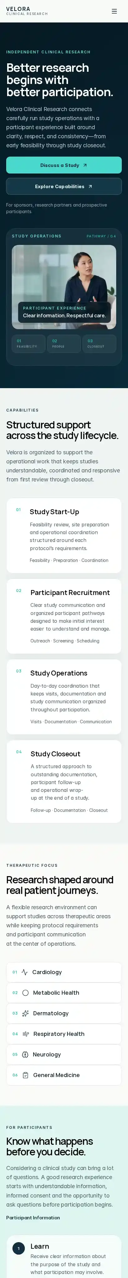 Vectoria home page on mobile