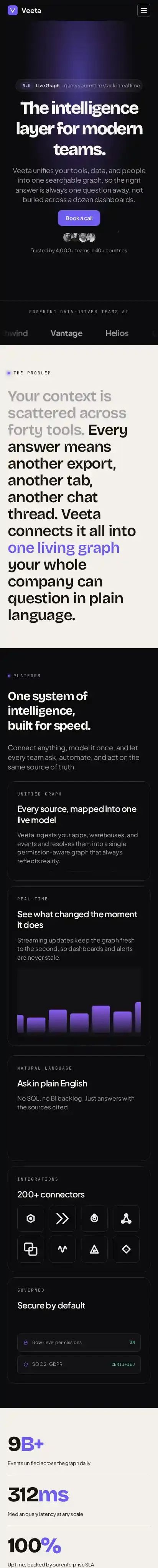Veeta home page on mobile