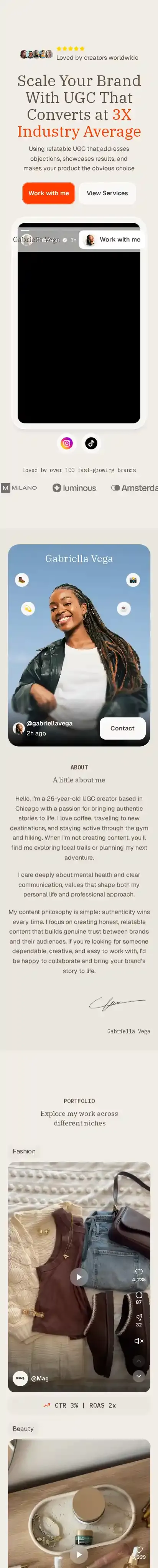 Vega home page on mobile
