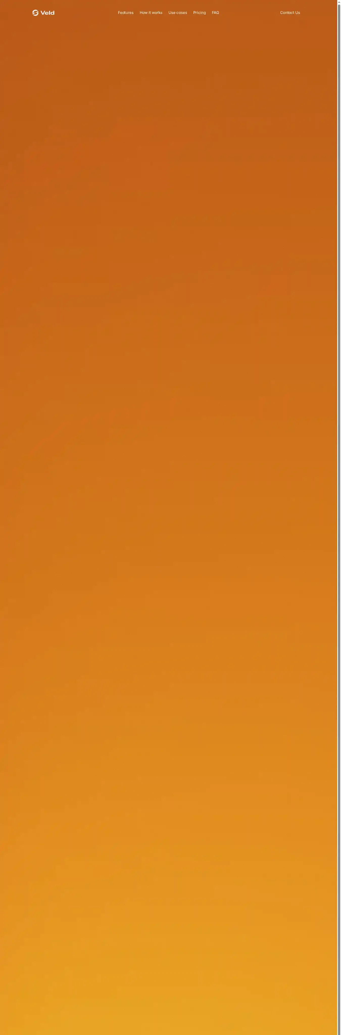 Veld home page on desktop