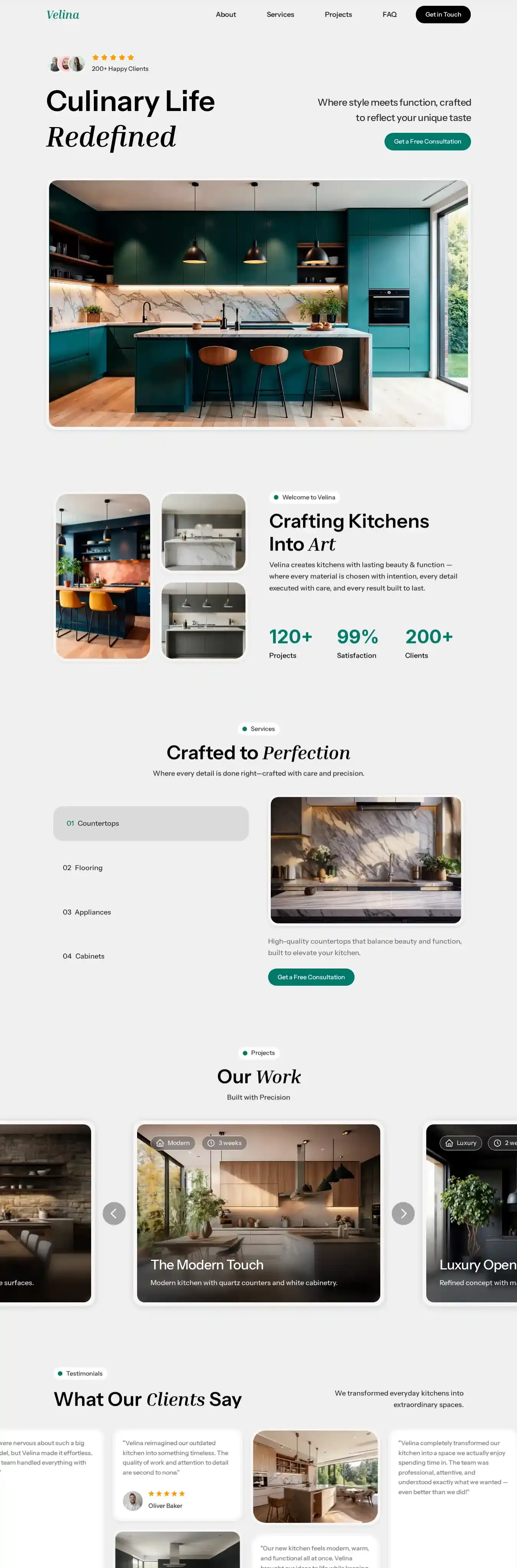 Velina home page on desktop