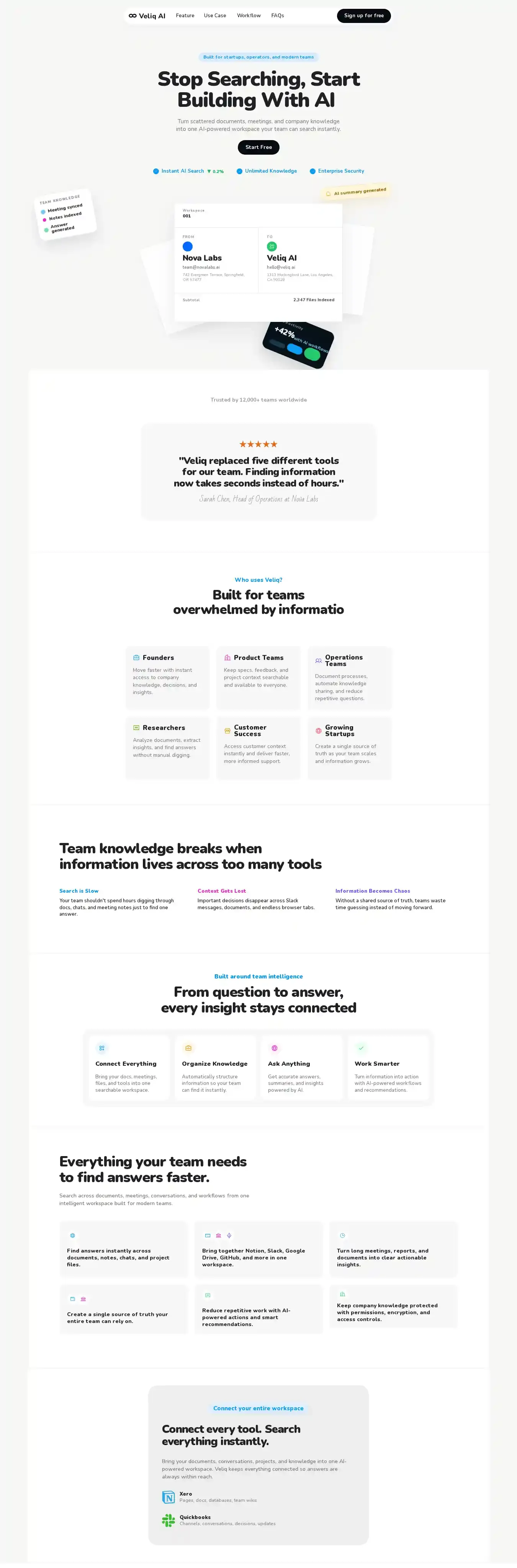 Veliq home page on desktop