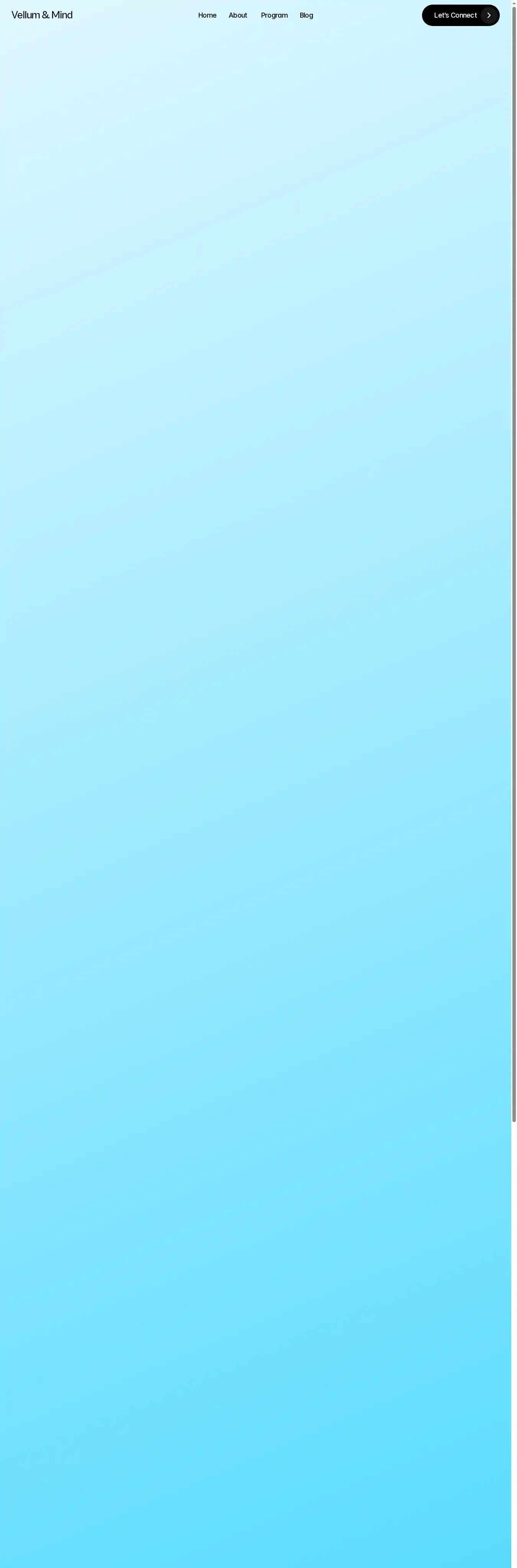 Vellum & Mind home page on desktop