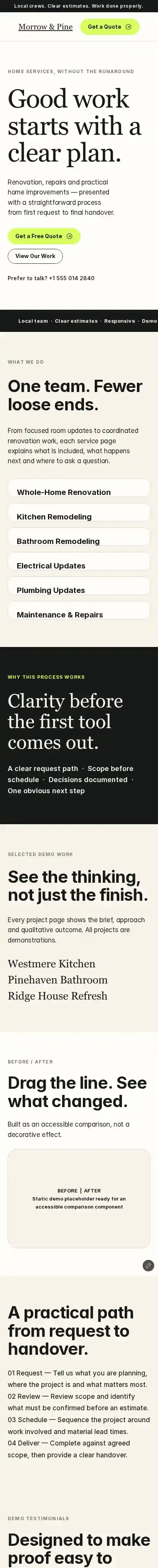 VELNORYS LocalPro home page on mobile