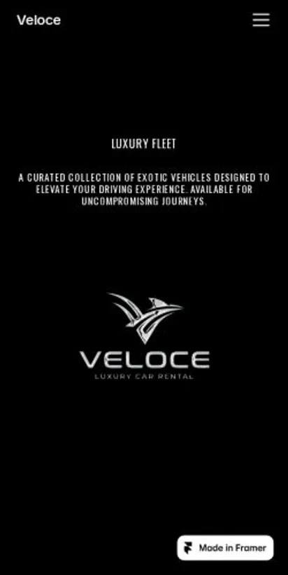Veloce — Car Rental home page on mobile