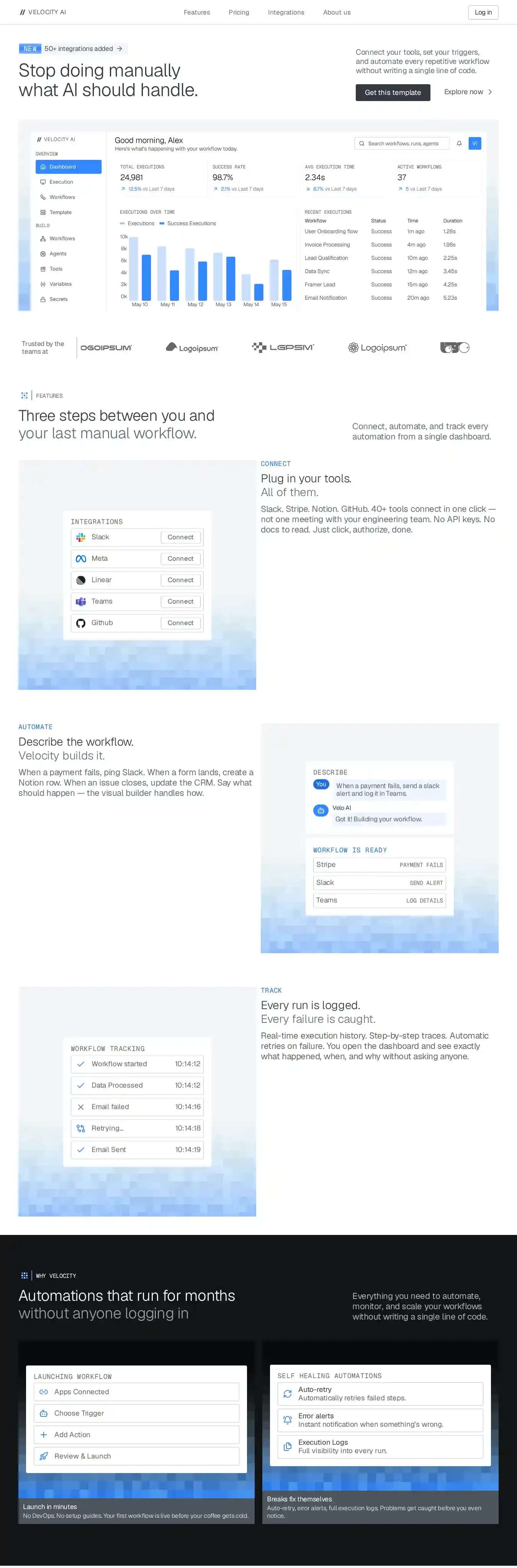Velocityai home page on desktop