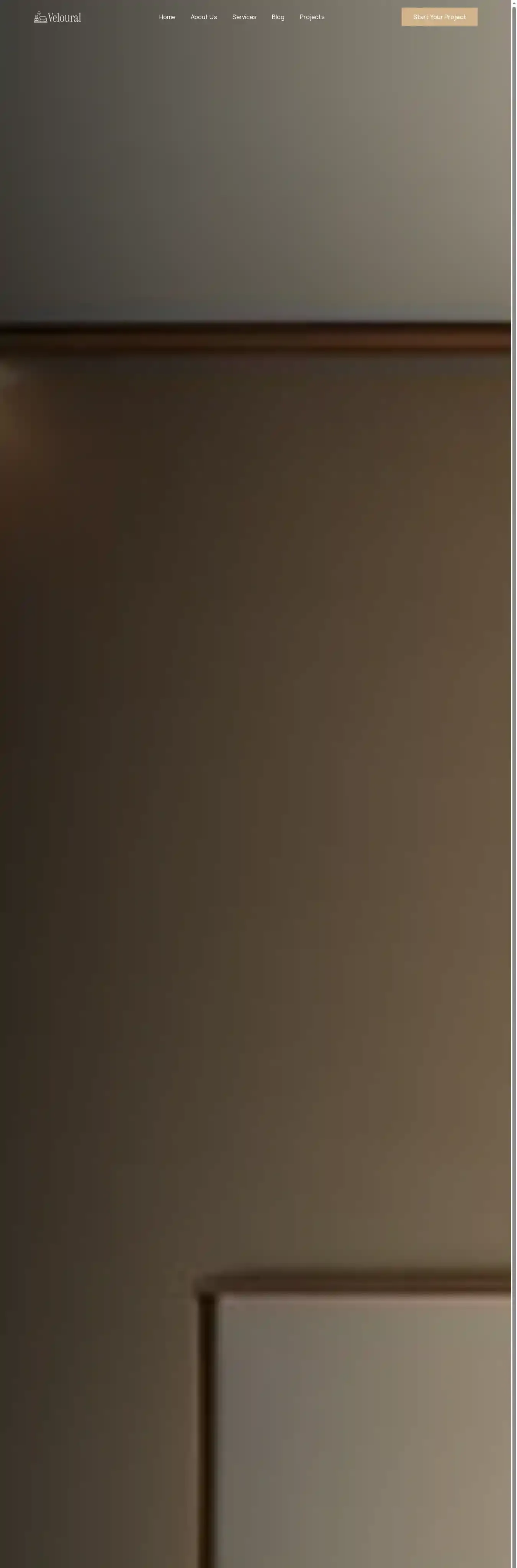 Veloural home page on desktop