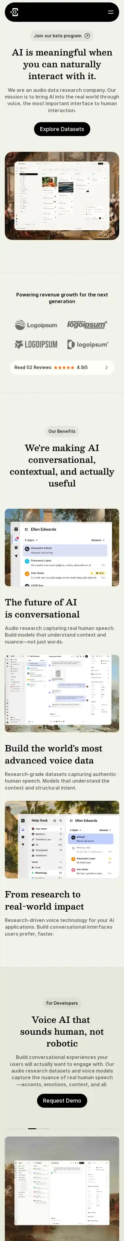 Veloxs home page on mobile