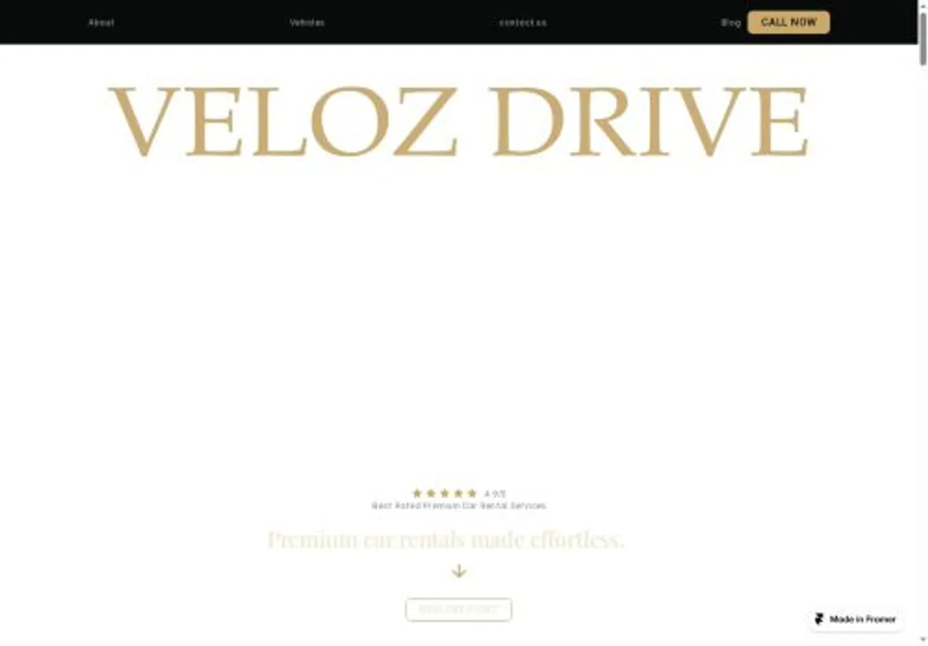 VelozDrive home page on desktop