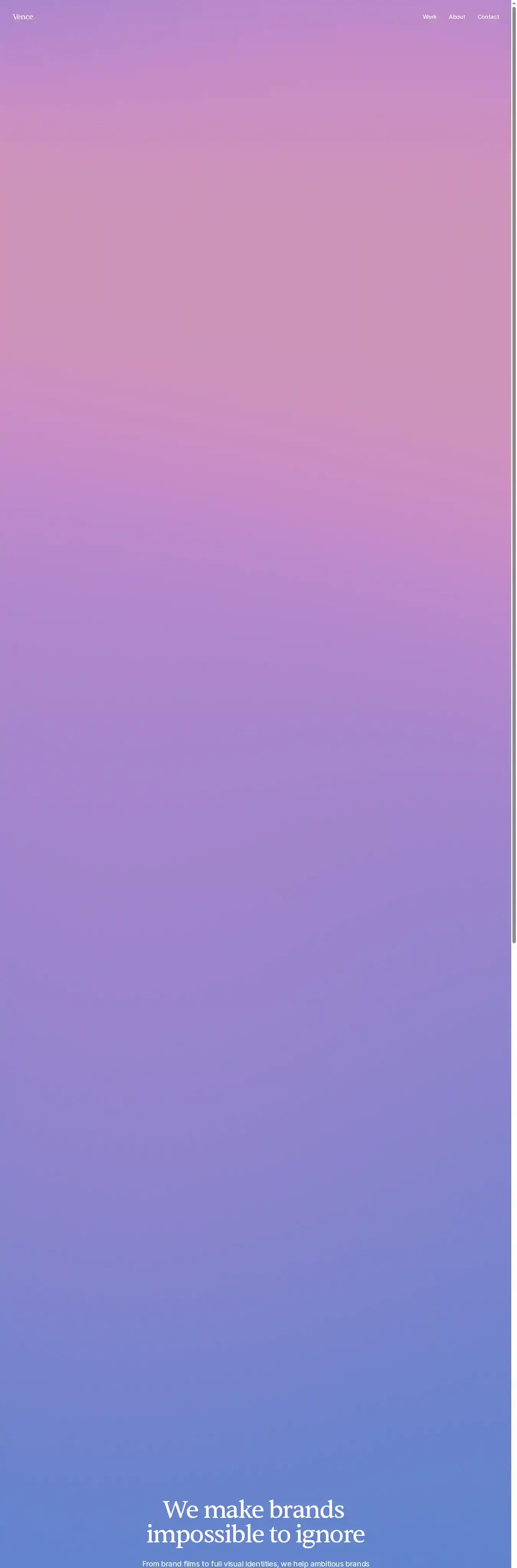 Vence home page on desktop